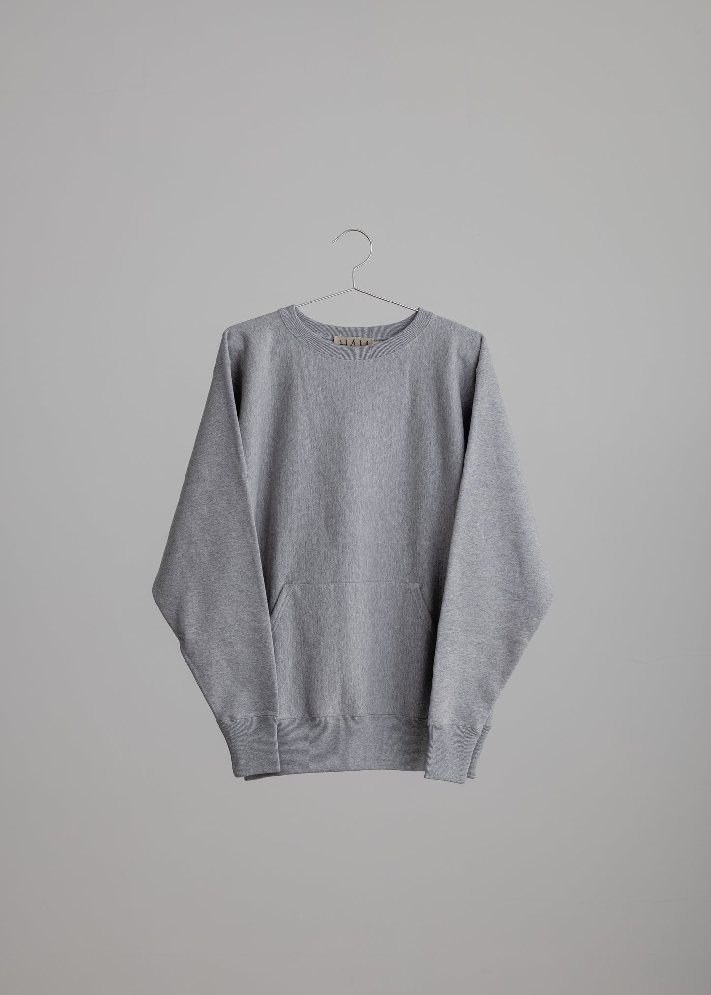 [ HAM IAM ] Fieldnotes " OORURI & OOKAN Handle embroidery オオルリ刺繍大 " classic athletic sweat shirt c/# yarn dyed grey