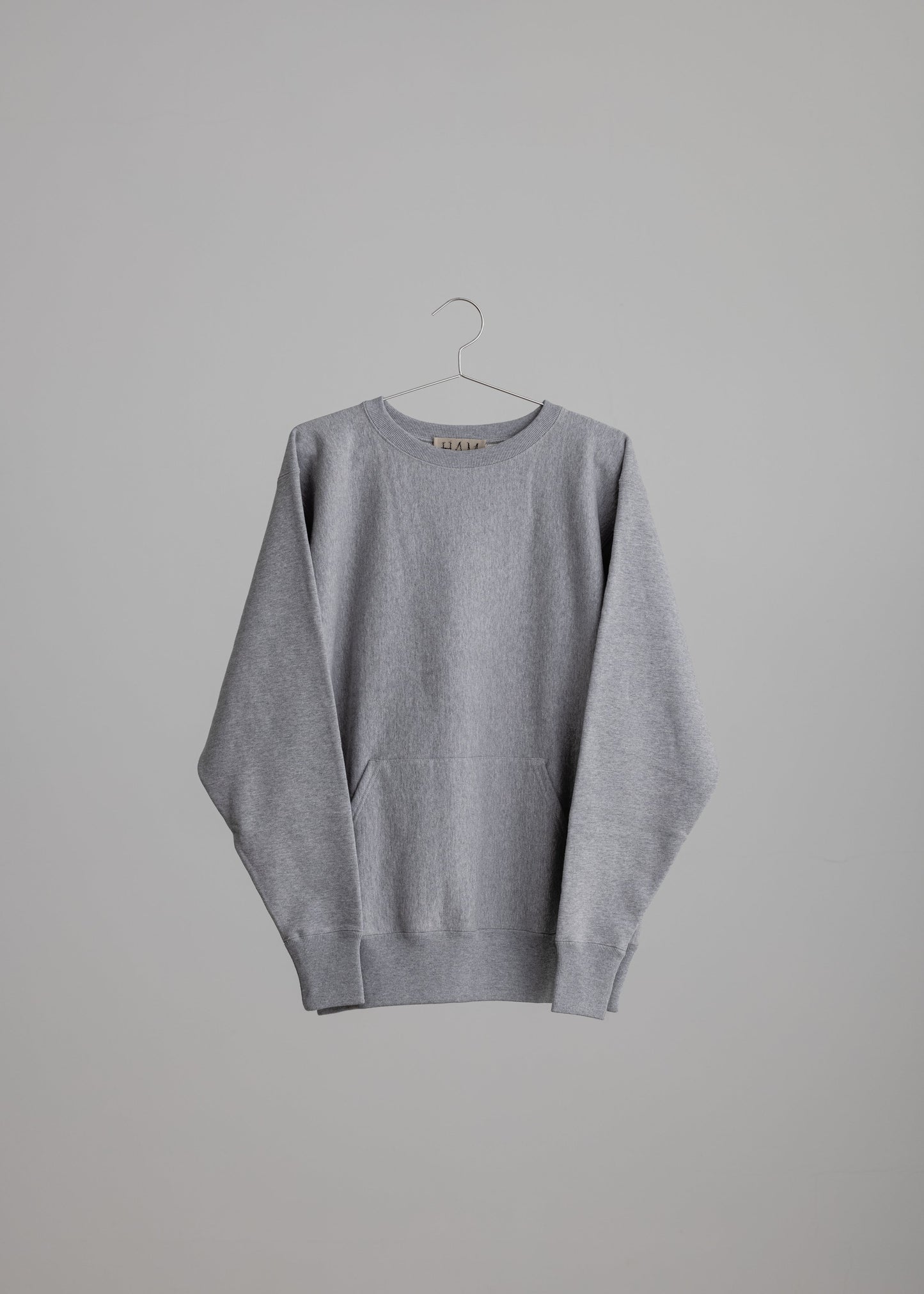 [ HAM IAM ] Fieldnotes " OORURI mini embroidery オオルリ刺繍小 " classic athletic sweat shirt c/# yarn dyed grey