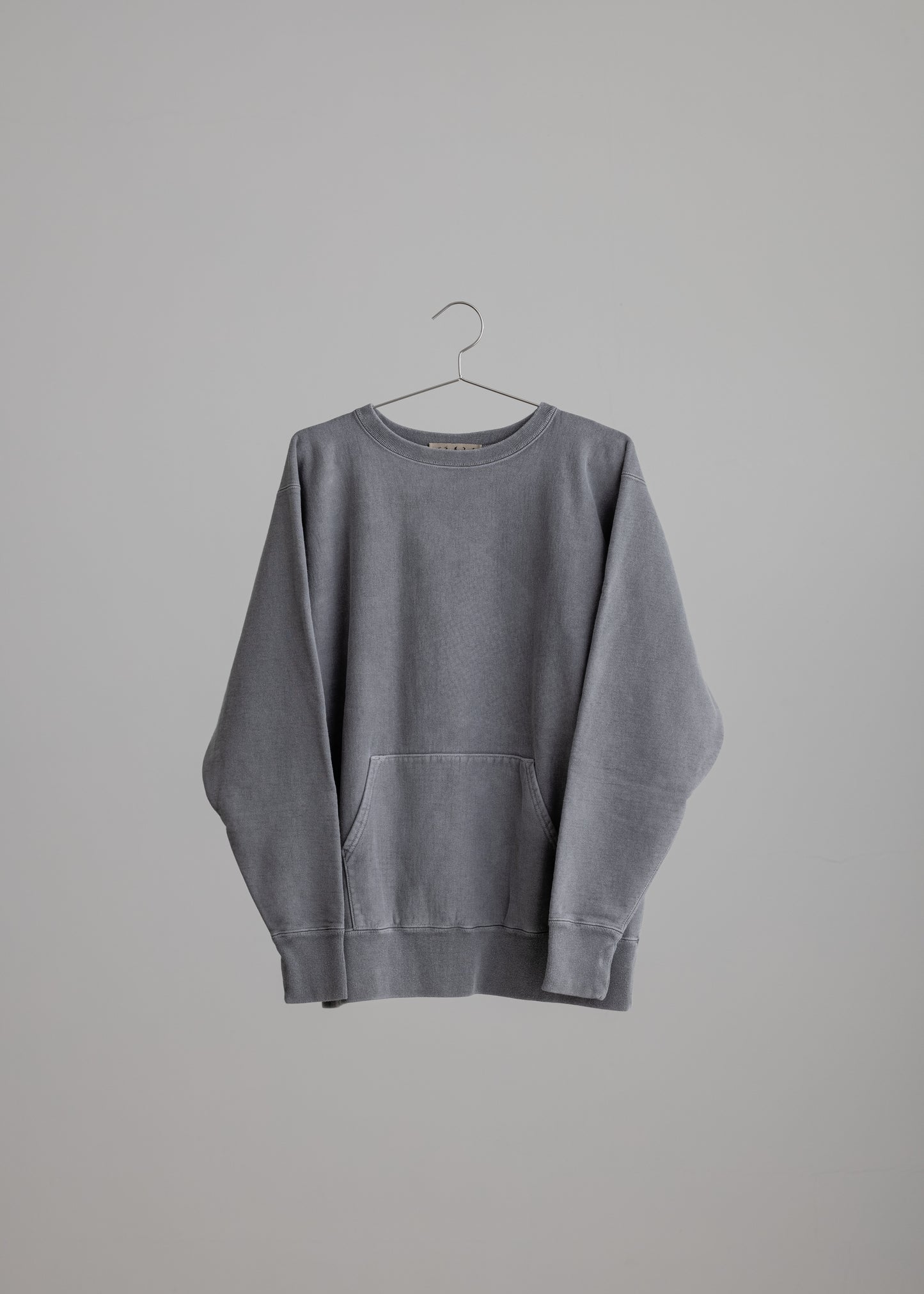 [ HAM IAM ] Regulations " SUMI garment dyed 炭染め " classic athletic sweat shirt c/# dyed mid grey