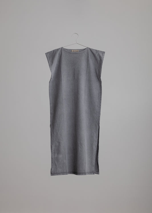 [ HAM IAM ] Regulations " SUMI garment dyed 炭染め " classic fisherman basque smock shirt #long length c/# dyed mid grey