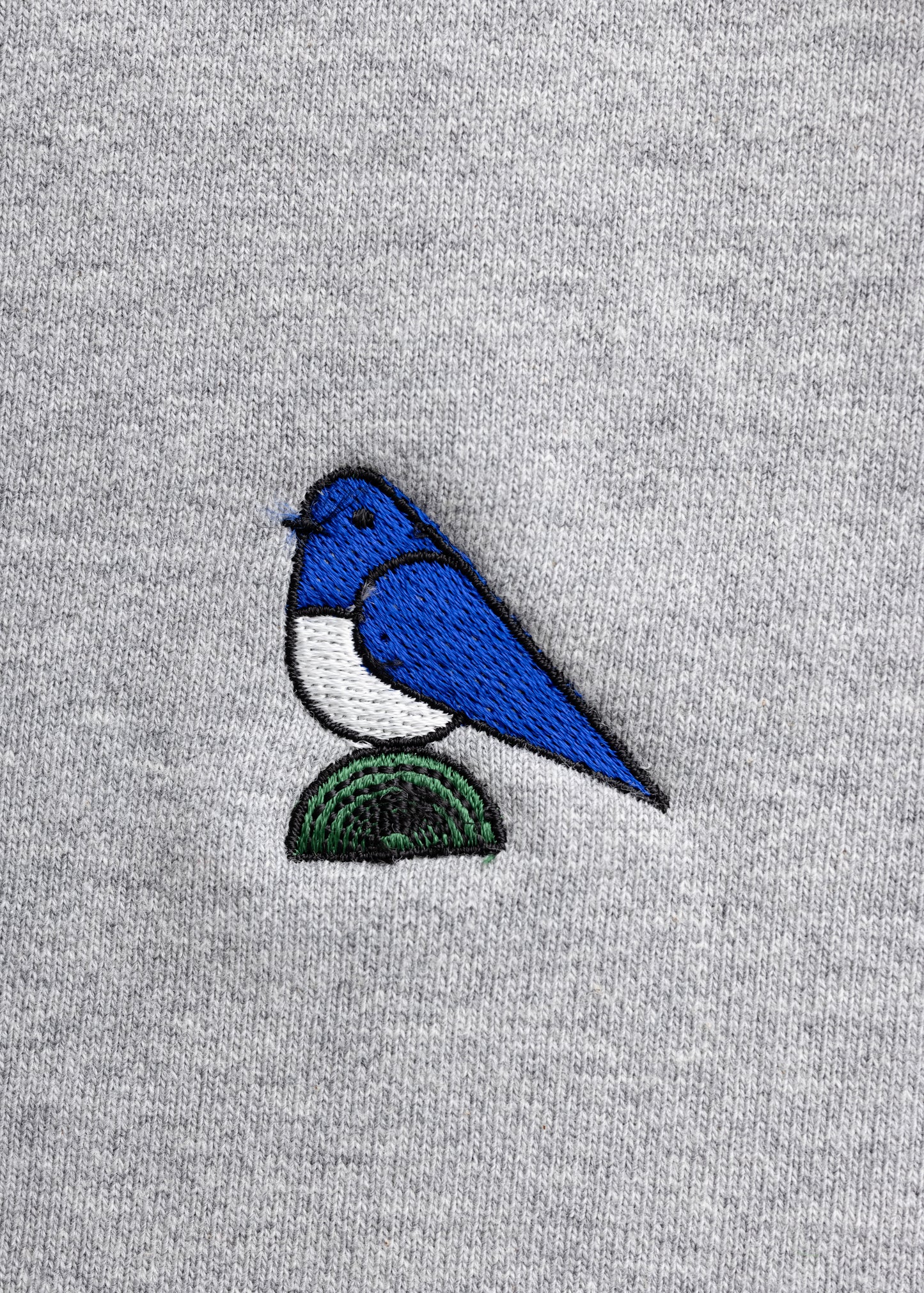 [ HAM IAM ] Fieldnotes " OORURI mini embroidery オオルリ刺繍小 " classic athletic sweat shirt c/# yarn dyed grey