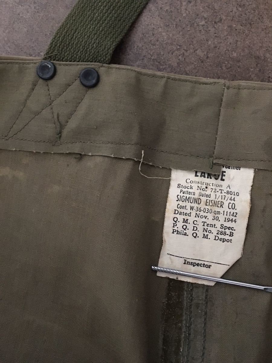 [ THE VINTAGE ] 40's WWll US army, Trousers, Wet Weather c/# khaki beige